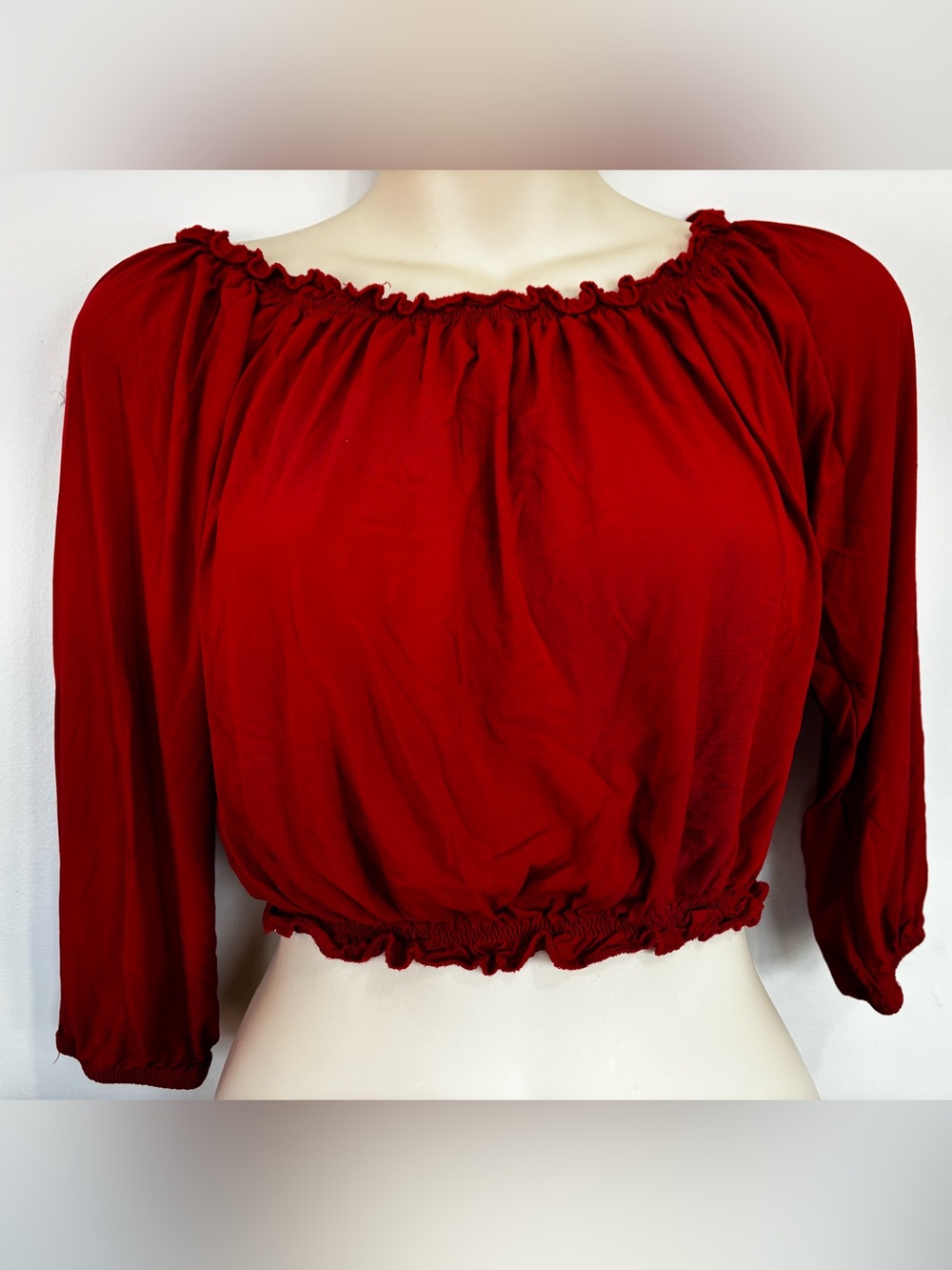 Zaful Red Crop Top half sleeve
